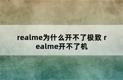 realme为什么开不了极致 realme开不了机